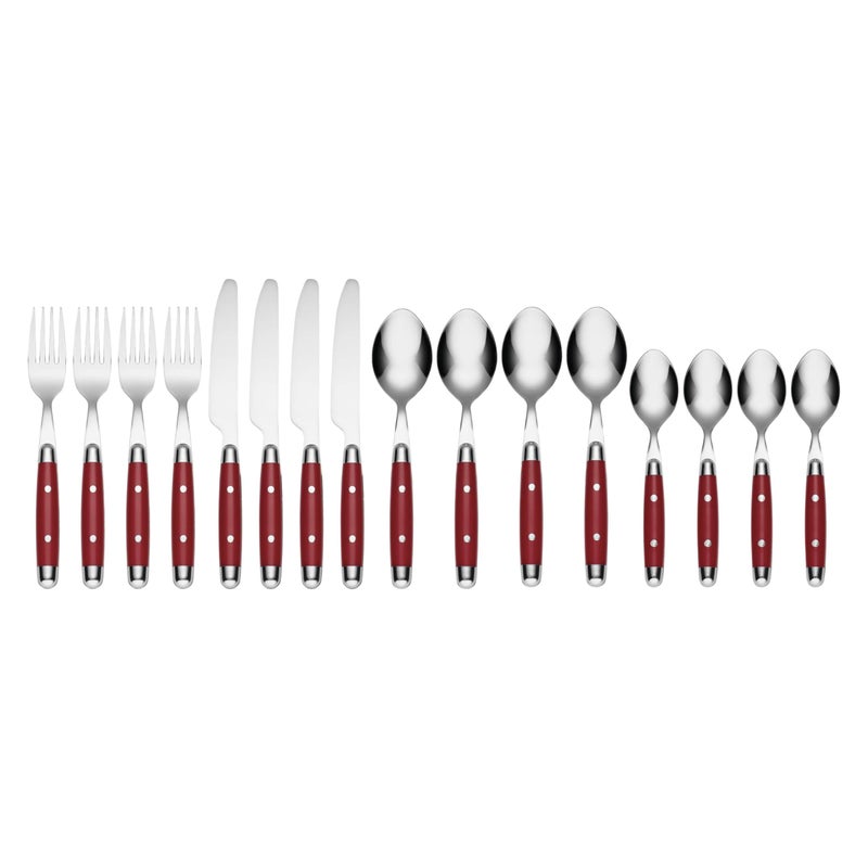 Cambridge Silverware Set, Jubilee Red 16-Piece Flatware Set, Red Thick Handles, Service For 4, Stainless Steel, Dishwasher Safe, Knives Spoons Forks, Home & Kitchen Utensils Set (Red/Silver, 16 Piece) - Image 2